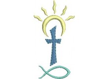 Stickdatei - Kreuz Sonne Fisch